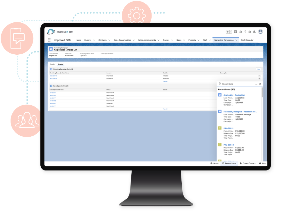 improveit 360 Marketing screen on desktop