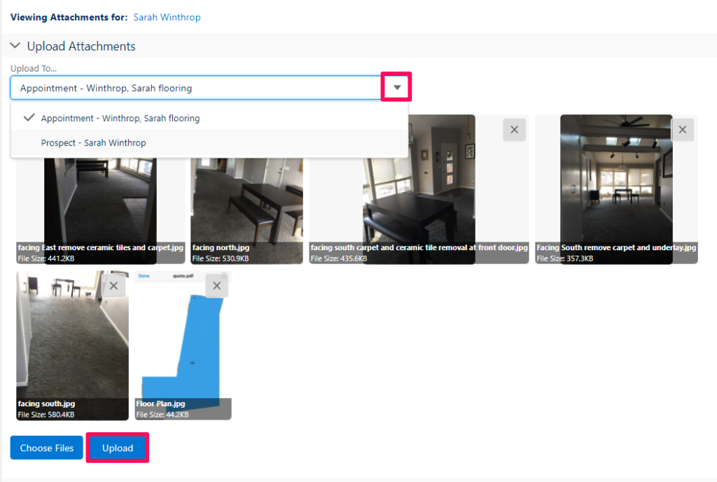 A screenshot of the upload and preview process with the updated attachment manager.